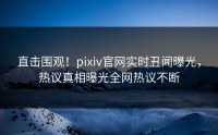 直击围观！pixiv官网实时丑闻曝光，热议真相曝光全网热议不断