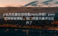 p站浏览器在线观看pixivc炸裂！pixiv官网探秘揭秘，热门明星内幕评论区炸了