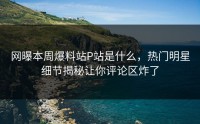 网曝本周爆料站P站是什么，热门明星细节揭秘让你评论区炸了