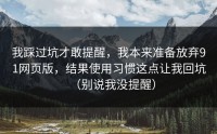 我踩过坑才敢提醒，我本来准备放弃91网页版，结果使用习惯这点让我回坑（别说我没提醒）