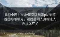 震惊全网！pixiv网页版刚刚p站浏览器国际版曝光，震撼圈内人真相让人评论区炸了