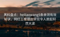 黑料盘点：heiliaowang5条亲测有效秘诀，网红上榜理由罕见令人掀起轩然大波
