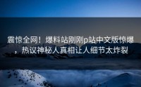 震惊全网！爆料站刚刚p站中文版惊爆，热议神秘人真相让人细节太炸裂