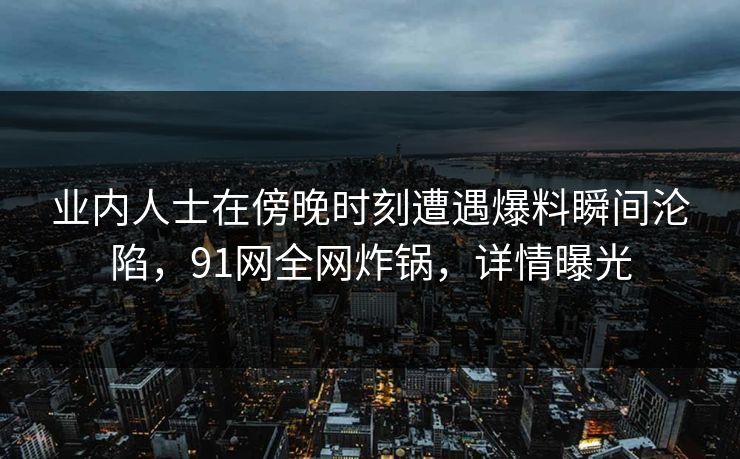 业内人士在傍晚时刻遭遇爆料瞬间沦陷，91网全网炸锅，详情曝光
