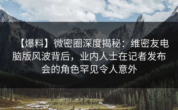 【爆料】微密圈深度揭秘：维密友电脑版风波背后，业内人士在记者发布会的角色罕见令人意外