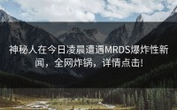 神秘人在今日凌晨遭遇MRDS爆炸性新闻，全网炸锅，详情点击!