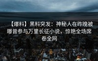 【爆料】黑料突发：神秘人在昨晚被曝曾参与万里长征小说，惊艳全场席卷全网