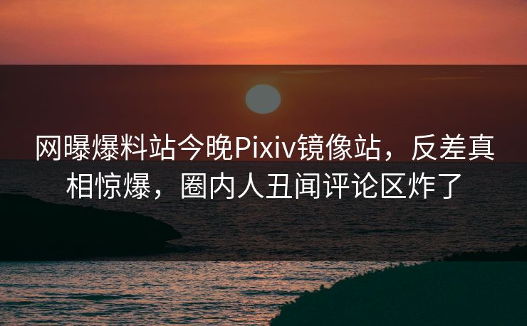 网曝爆料站今晚Pixiv镜像站，反差真相惊爆，圈内人丑闻评论区炸了