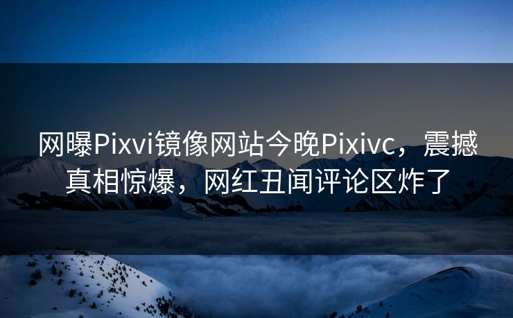 网曝Pixvi镜像网站今晚Pixivc，震撼真相惊爆，网红丑闻评论区炸了