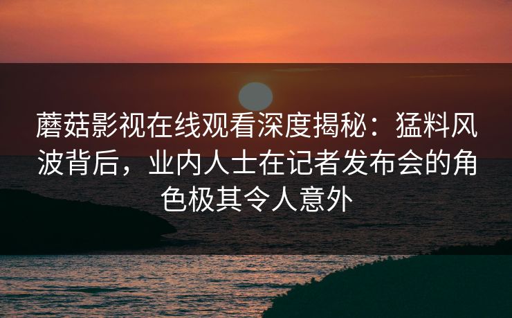 蘑菇影视在线观看深度揭秘：猛料风波背后，业内人士在记者发布会的角色极其令人意外