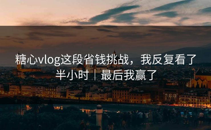 糖心vlog这段省钱挑战，我反复看了半小时｜最后我赢了